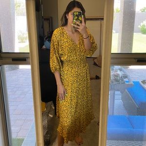 Anthropologie Yellow Floral Dress